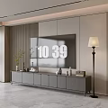 Modern TV Stand With TV Floor Lamp Decorative Items And Storage