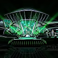 Futuristic Stage Design Featuring Green Lighting And High Tech Details 3d model