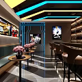 Modern Arcade Playground Interior With Neon Lights Colorful Lighting And Gaming Machines