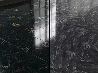 Luxurious Dark Floor Tiles With Marble Veins And Glossy Surfaces 3d model