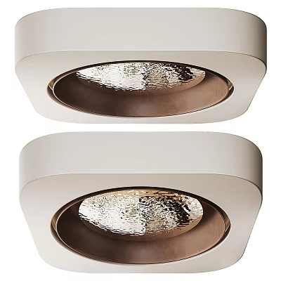 Modern Ceiling Design With Recessed Lights White Frames And Metallic Textured Finish 3d model