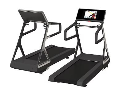 Modern Treadmills With Digital Screens And Sturdy Black Frames For Home Use 3d model