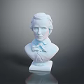 White Bust Sculpture Classical Portrait Design With Solid Base On Dark Reflective Surface 3d model