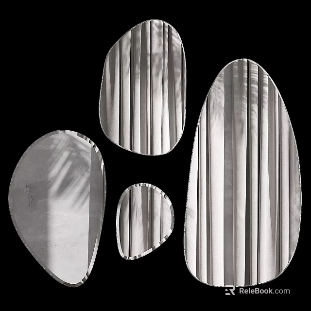 Modern Decorative Mirrors With Irregular Shapes And Light Shadow Reflections 3d model 