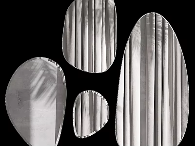 Modern Decorative Mirrors With Irregular Shapes And Light Shadow Reflections 3d model