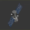 Satellite With Blue Solar Panels White Main Body And Antenna Design