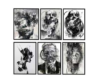 Modern Figure Painting Figure Decorative Painting Hanging Painting Illustration 3d model