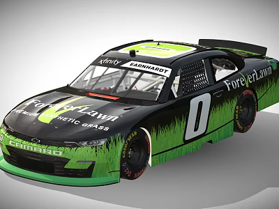 Black And Green Chevrolet Race Car With Garmin Verizon ForeverLawn Logos And Number 0 3d model