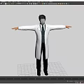 Man in white doctor coat with arms outstretched standing full body pose