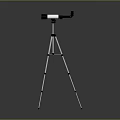 Telescope On Tripod For Viewing Scenic Landscapes With Gray Background And Reflective Ground