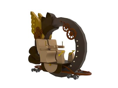 Fun Play Equipment With Circular Structure Gear Decorations And Beige Seats 3d model