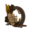 Fun Play Equipment With Circular Structure Gear Decorations And Beige Seats