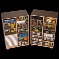 Public Facility Tool Cabinet Featuring Organized Drills Tapes Paint Cans And Storage Bins