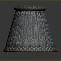Ornate Lighting Combination With Feather Like Patterns And Blue Brown Geometric Design