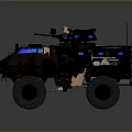 Military Armored Tank Featuring Camouflage Paint Blue Windows Large Wheels And Roof Weapon System