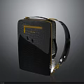 Stylish Black Shoulder Bag Daily Use Item with Crocodile Texture Yellow Trim and Metal Hardware