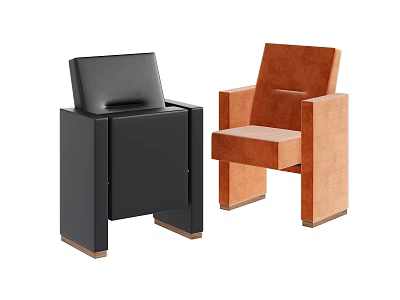 Modern Upholstered Armchairs In Black And Brown With Stylish Block Design 3d model