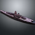 Vintage Warship 3D Model With Detailed Structure