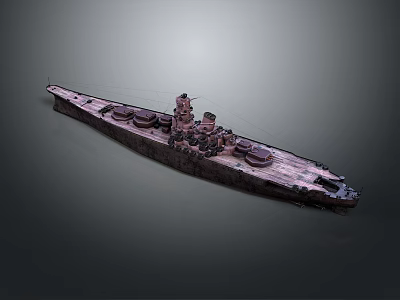 Vintage Warship 3D Model With Detailed Structure 3d model