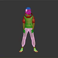 3D Character Model In Orange Hoodie Beige Pants And Black Sneakers Standing