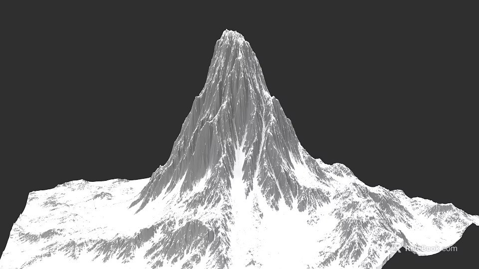 Micro Terrain Mountain Model With Snow Covered Surface And Detailed Texture 3d model 