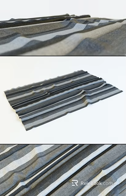 Square Carpet With Wavy Gray And Black Stripes For Living Room Decor 3d model 