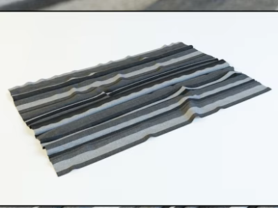 Square Carpet With Wavy Gray And Black Stripes For Living Room Decor 3d model