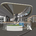 Modern Atrium Shopping Mall Atrium Shopping Mall Lobby Shopping Mall Escalator Sightseeing Elevator Atrium View 3d model