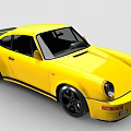 Yellow Porsche Style Sports Car With Yellow Body Black Wheels And Rear Spoiler