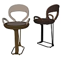 Modern Bar Stools With Leather Seats Curved Backrests And Gold Black Metal Frames