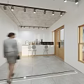 Modern Milk Tea Shop Exterior With Glass Windows Wooden Door And Plants