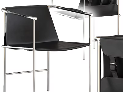 Black Leisure Chair With Sleek Metal Frame And Modern Design 3d model