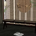 New Chinese Style Bench Solid Wood Bench 3d model