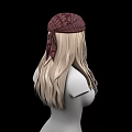 Game Movie Character With Red Crocheted Hat Blonde Long Braided Hair On Black Background