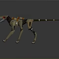 Futuristic Robot Dog With Mechanical Legs Red Glowing Eyes And Orange Accents