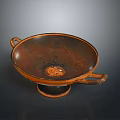 Ancient Style Sculpture Carving Of Ceramic Bowl With Two Handles And Intricate Decorative Pattern
