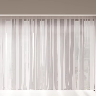 Sheer White And Gray Striped Curtains For Window Light Filtering Treatment 3d model
