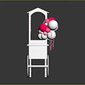 White Mobile Commercial Cart With Pink Silver Balloons And Dessert Display Stand