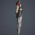 Detailed Character Outfit With Metallic Armor Red Top And White Embroidered Pants