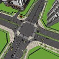 Urban Road Infrastructure At Traffic Intersection With Crosswalks Lanes And Vehicles