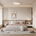 Kids Room Design With Bed Pillows Teddy Bear Animal Painting Rug Toys And Natural Light