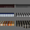 Coffee Shop Awnings In Various Colors Striped Patterns And Solid Designs 3d model