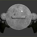 Silver Metal Robot Character With Bucket Shaped Body Eye Windows Arms And Legs