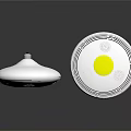 Two White Circular Spacecraft Components With Yellow Core And Textured Surface