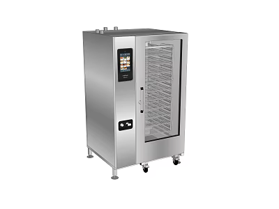 Stainless Steel Commercial Kitchen Equipment With Transparent Glass Door Multiple Shelves And Wheels 3d model