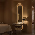 Modern Beauty Hair Salon Interior With Styling Chairs Product Shelves And Soft Lighting Design
