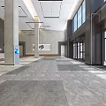 Elegant Modern Lobby Reception Desk With Hanging Lights Marble Walls And Spacious Interior