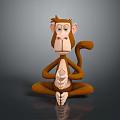 Cartoon Brown Monkey Sitting Cross Legged With Hands Clasped Calm Expression On Dark Background