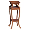 Wooden Flower Stand With Carved Details And Classic Design For Home Decor