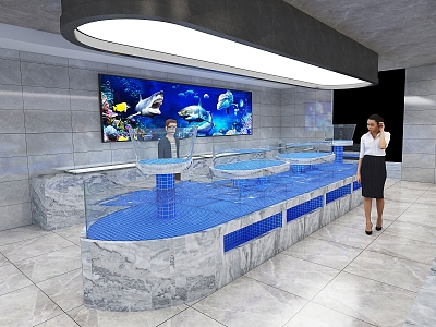 Modern Seafood Area Hotel Seafood Pool model